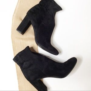 Franco Sarto Black Suede Ankle Booties Size 10